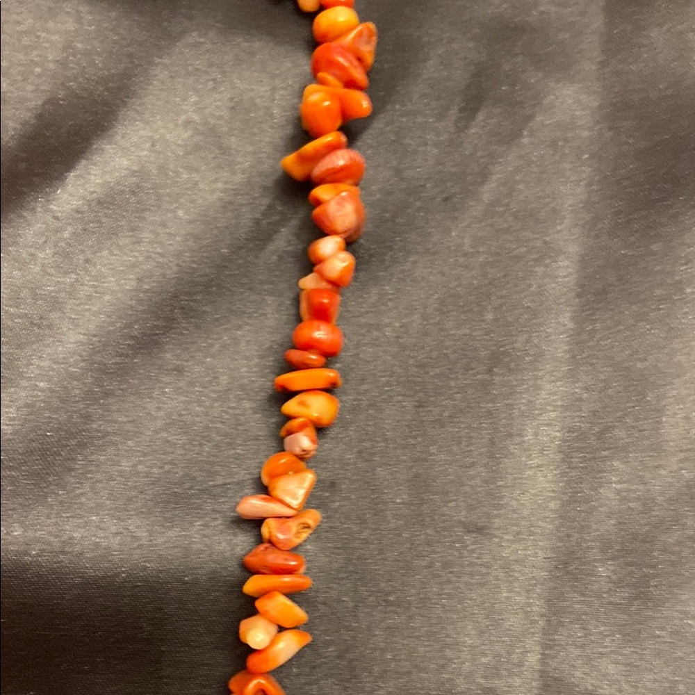 Coral and Silver Beaded Necklace - Picture 7 of 11